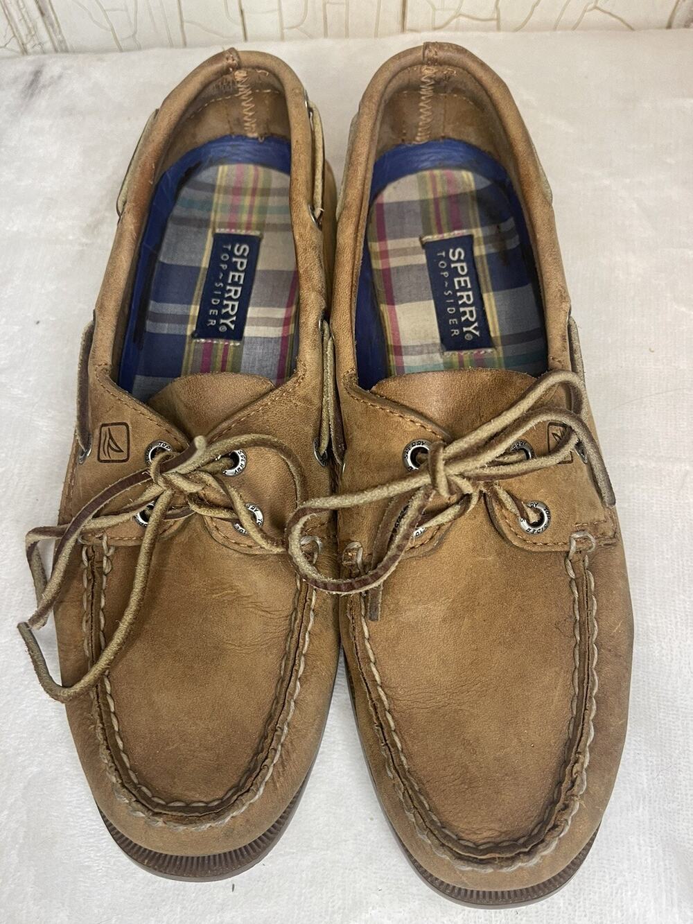 Sperry Top-Sider 2-Eye Boat Shoes Mens Size 9.5 Tan Brown Leather Loafer 9155240
